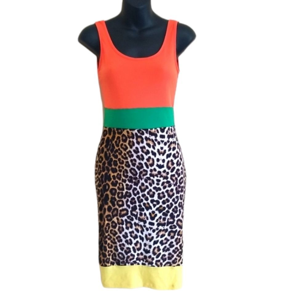 Multicolored Lepard Print Dress Sz Medium